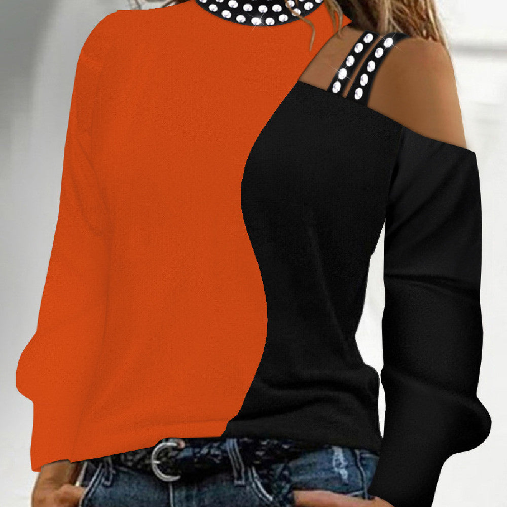 Women's Casual Long Sleeve Bronzing Crew Neck Tee