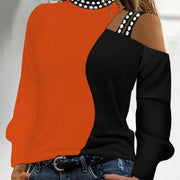 Women's Casual Long Sleeve Bronzing Crew Neck Tee