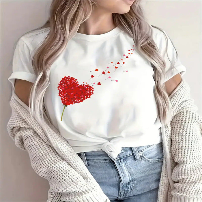 Plus‑Size 3D Printed Crew‑Neck Tee – Flattering Casual Top