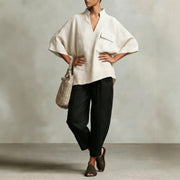 Loose-fitting Solid-color Stylish Women's Linen Shirt
