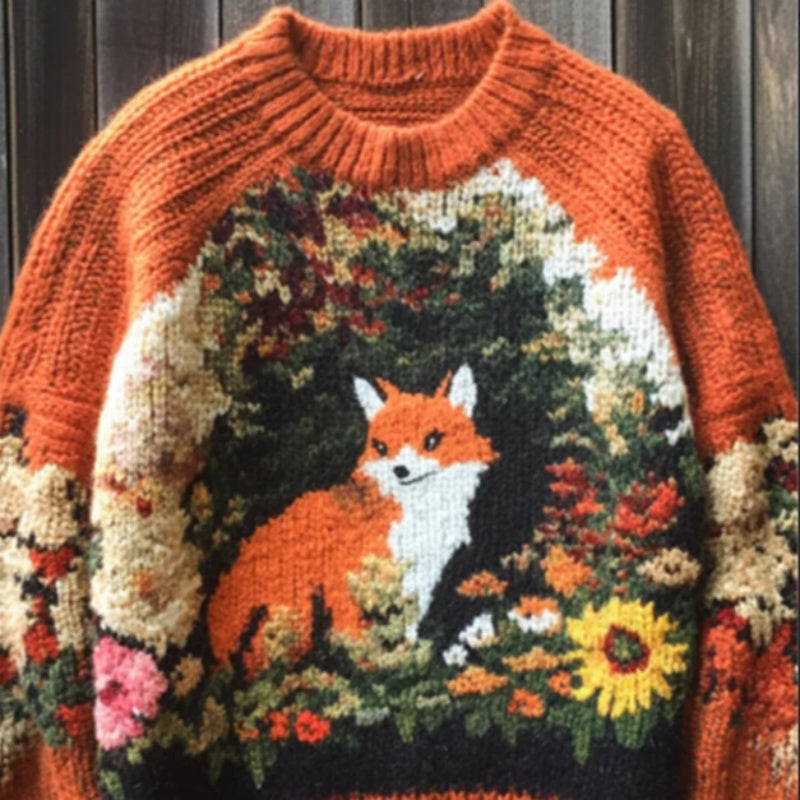 Womens Retro, Loose-fit Autumnwinter Crew-neck Pullover Sweater in a Faux-wool Style, Inspired By European and American Styles