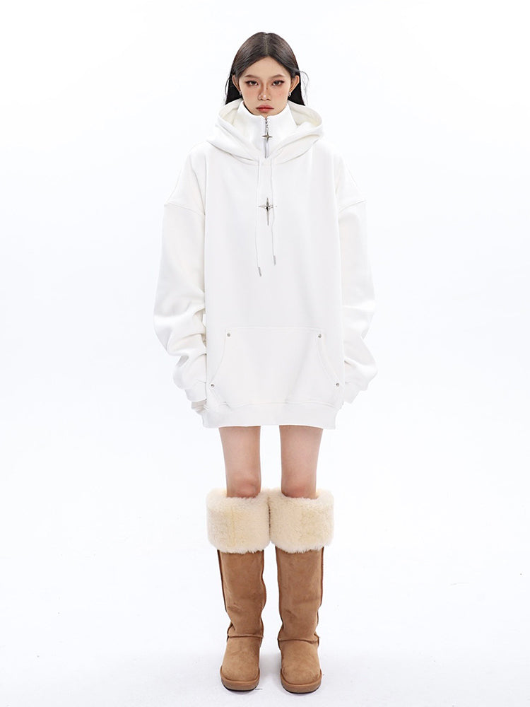 Edgy Metal Hooded Sweatshirt - Cozy Loose Fit Hoodie