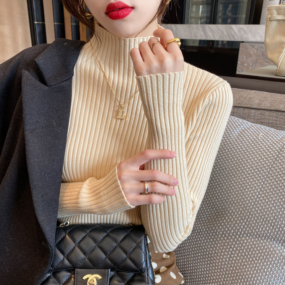 Half Turtleneck Knitted Sweater Women's Bottoming Shirt Women's Autumn and Winter