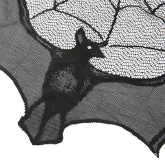Halloween Black Spider Web Bat Lace Curtain