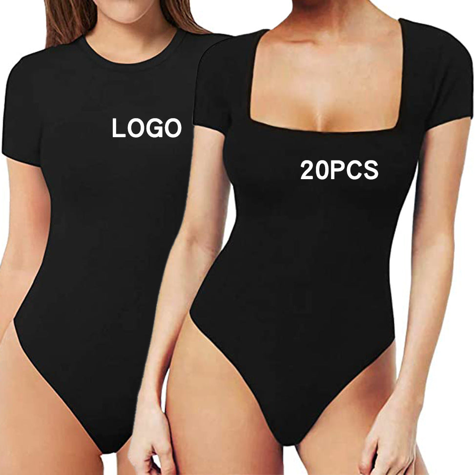 European And American Womens Off-shoulder Bodycon Jumpsuit Solid Color