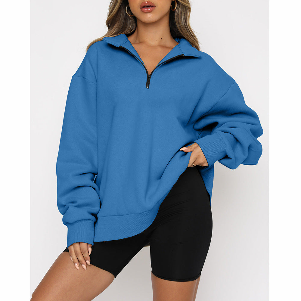 Women's Half-Zip Pullover Casual Long Sleeve Sweatshirt