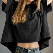 Loose-Fit Short Sleeve Crewneck Pullover – Solid Colors