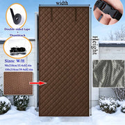 Magnetic Thermal Insulated Door Curtain, Diamond Grid Thick Cotton, Windproof Soundproof Drape, Roll Up Design, Winter Cold Protection