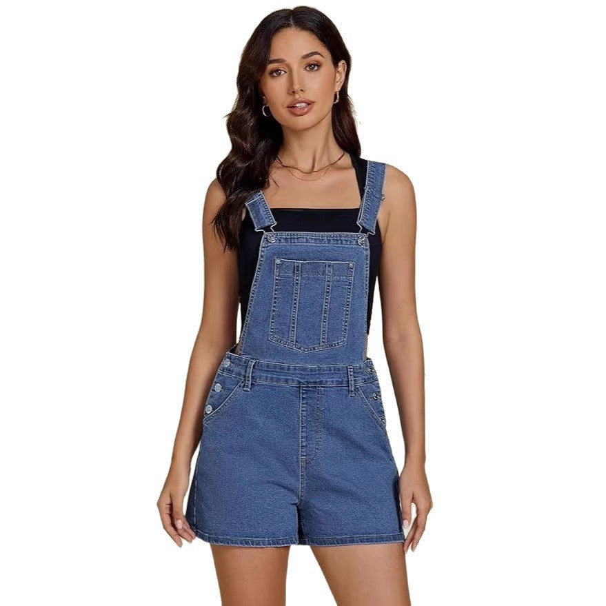 Women's Denim Suspender Shorts Chic Streetwear Romper