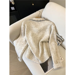 Color-block Knitted Cardigan Sweater Coat for Women