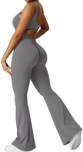 Women's Sleeveless Flare Yoga Jumpsuit