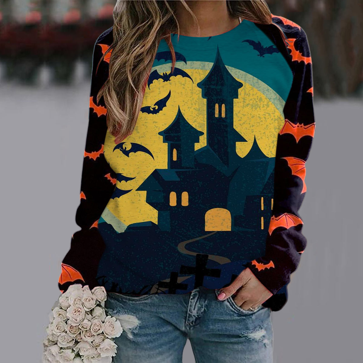 Women's Printed Long Sleeve Streetwear Tee