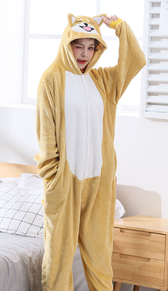 Flannel Shiba Inu animal one-piece pajamas