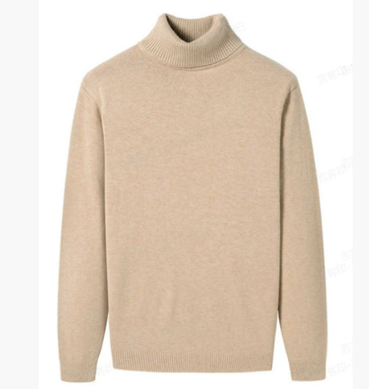 Men's Fleece-lined Thick High-neck Slim-fit Knitted Sweater
