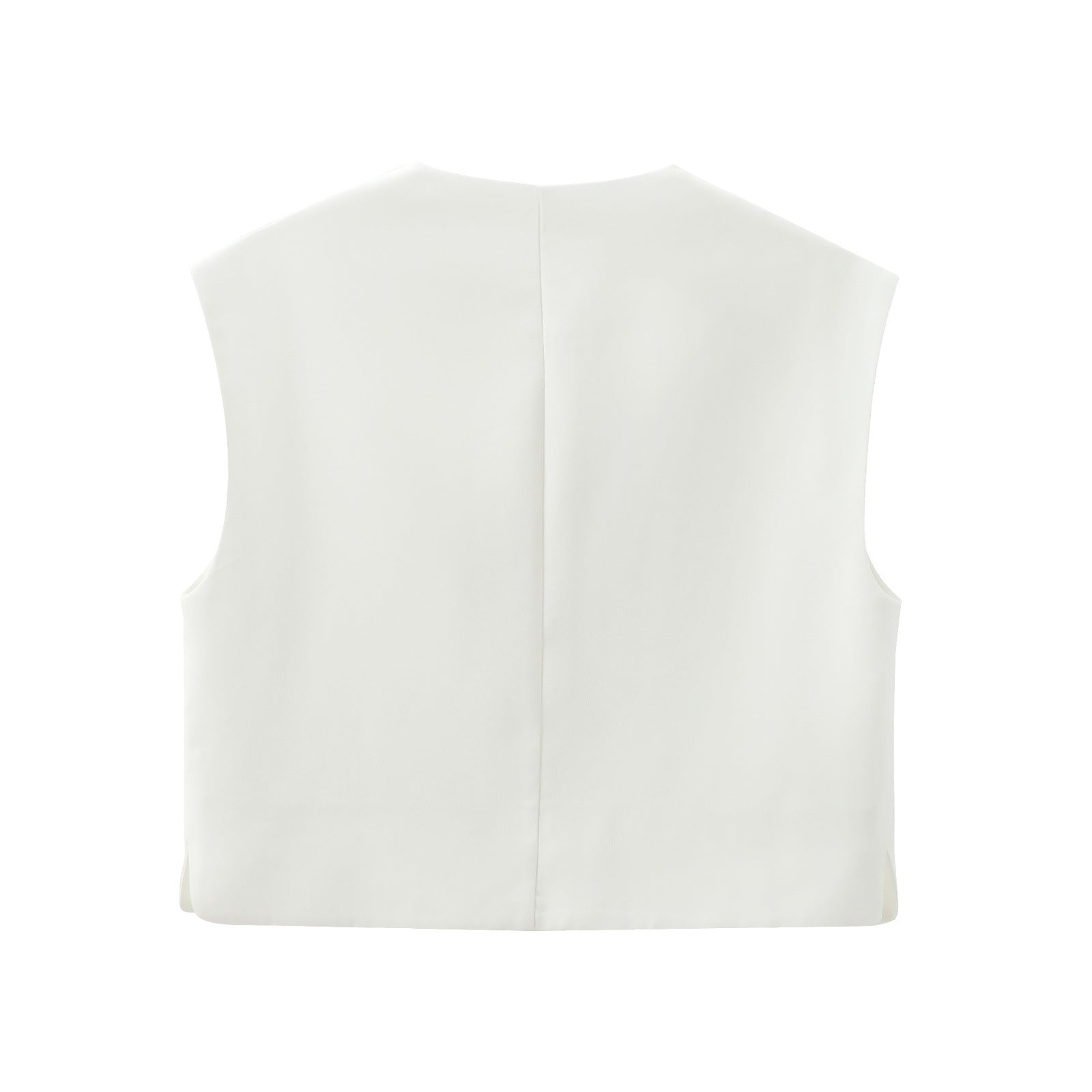 Fashion Solid Color Decorated Row Button Sleeveless Vest Top