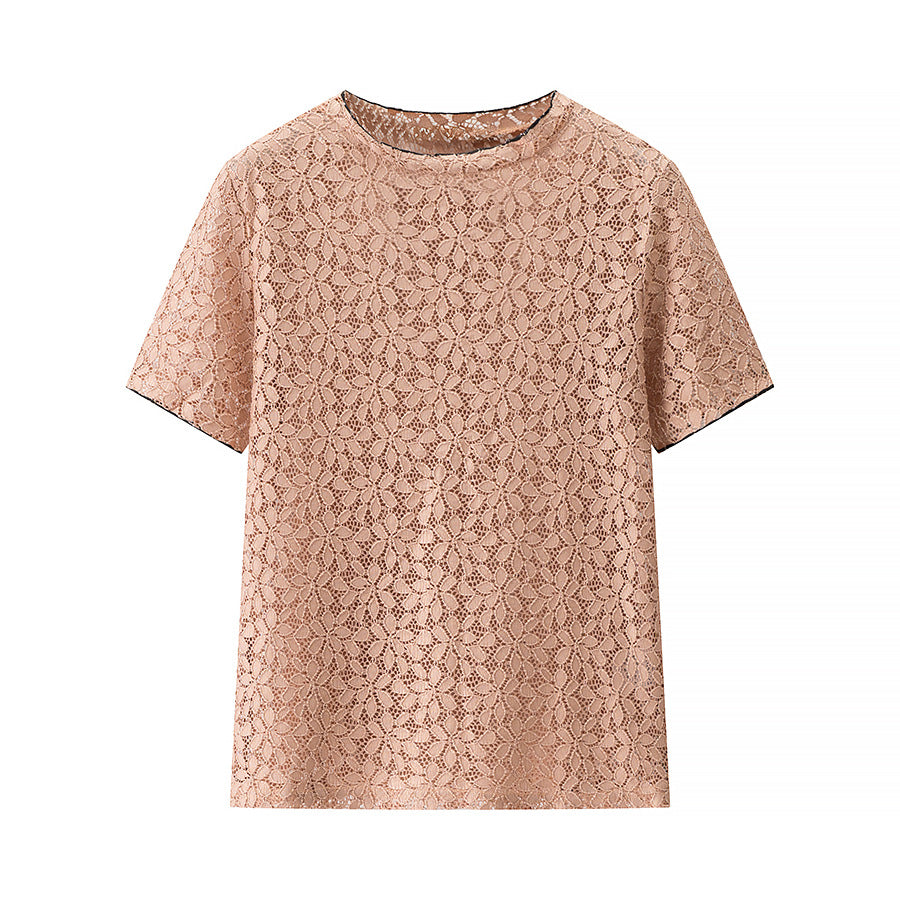 Breathable Lace Round-Neck Top – Light, Flattering Fit