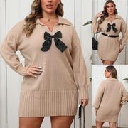 Autumnwinter Polo-neck Bodycon Knit Dress