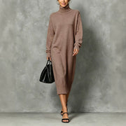 Casual and Comfortable Turtleneck Sweater Dress