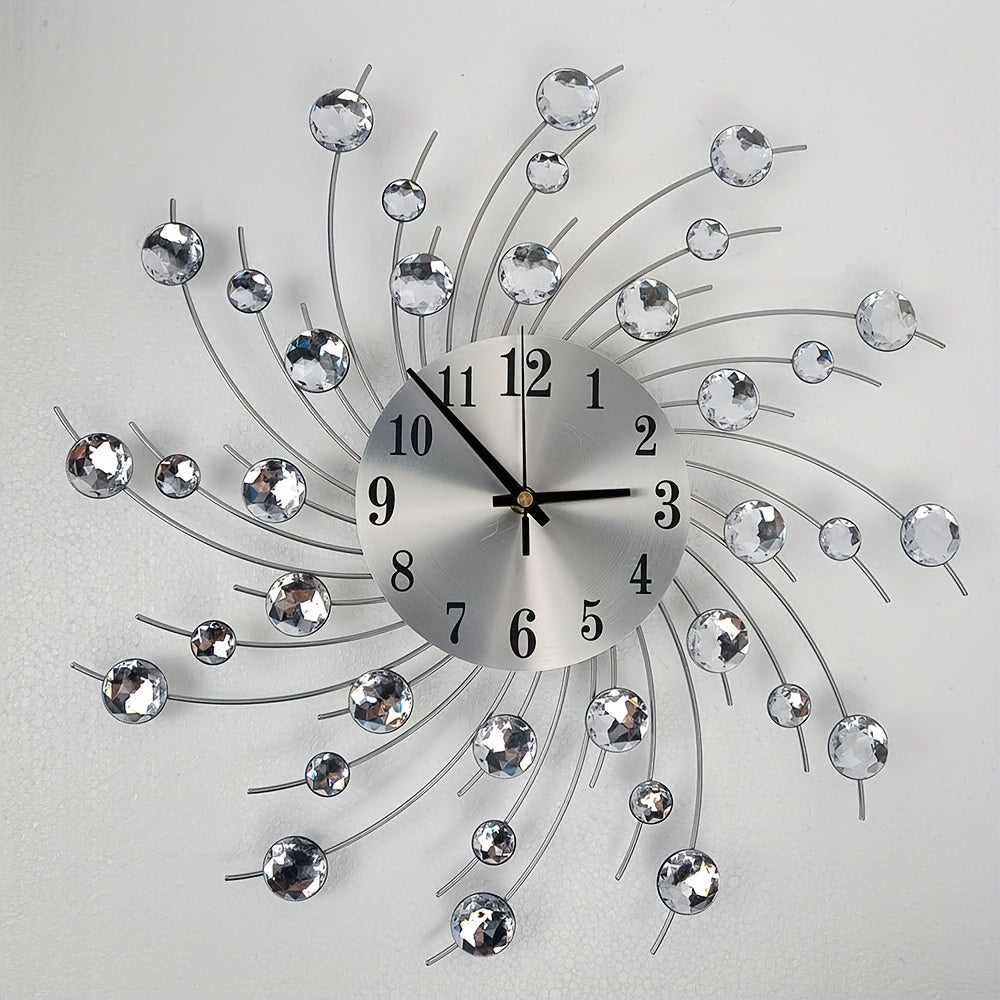 1pc Silent Home Clock - Creative Crystal Bead Decorative Wall Clock in European Style
