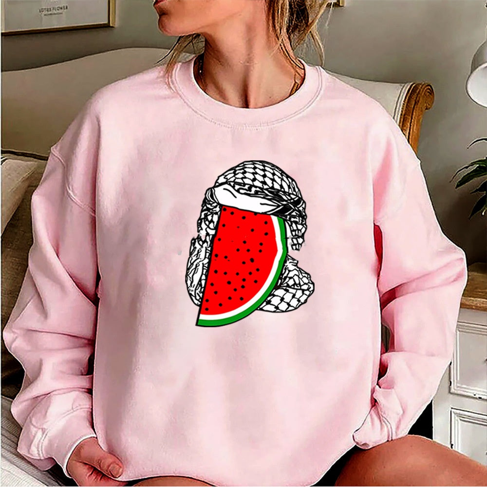 Women's Casual Watermelon Print Long Sleeve Pullover