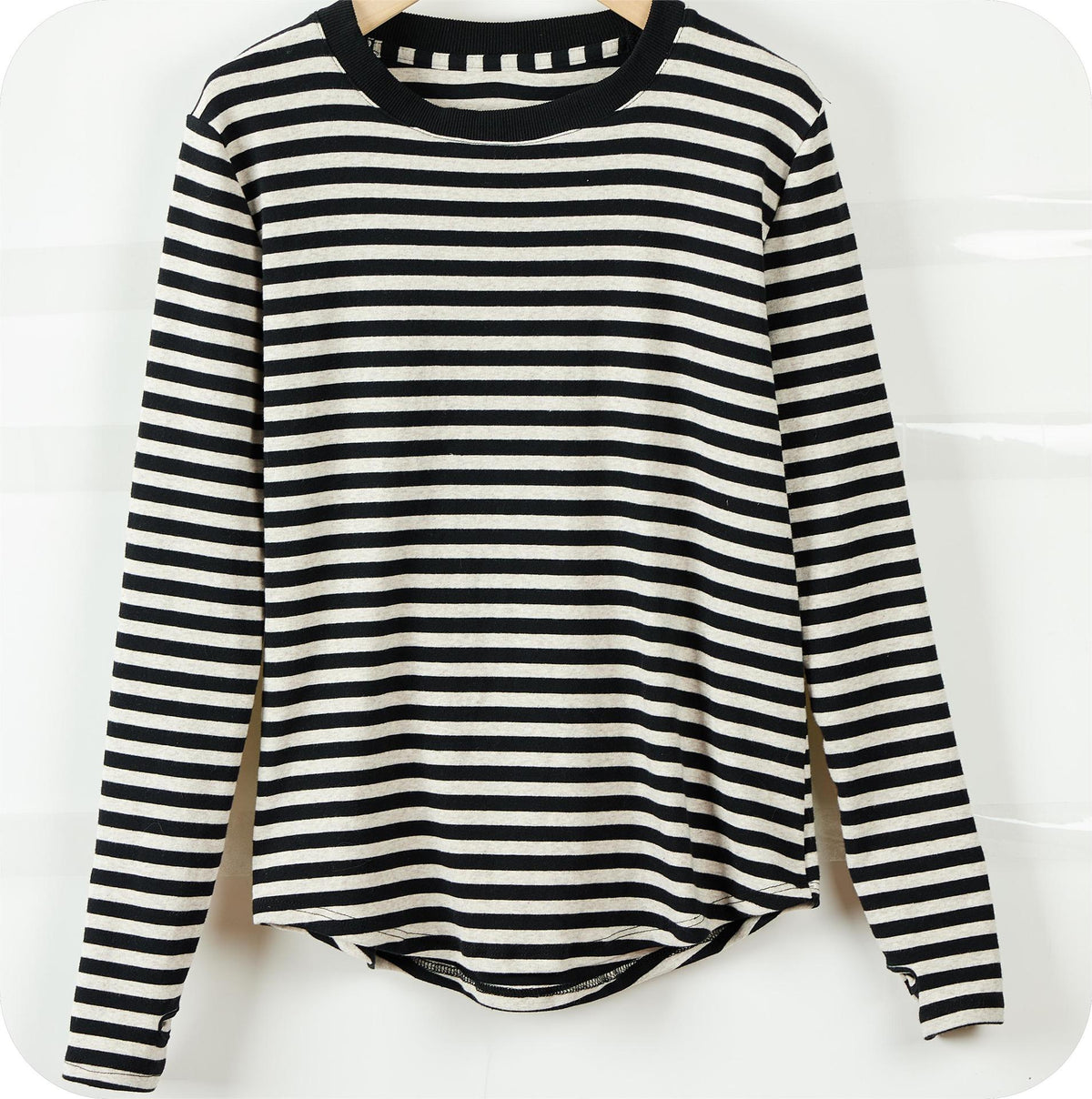 Women's Long Sleeve Striped Crewneck Top