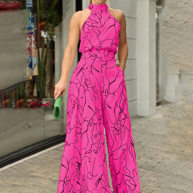 Elegant Halterneck Wide-Leg Jumpsuit