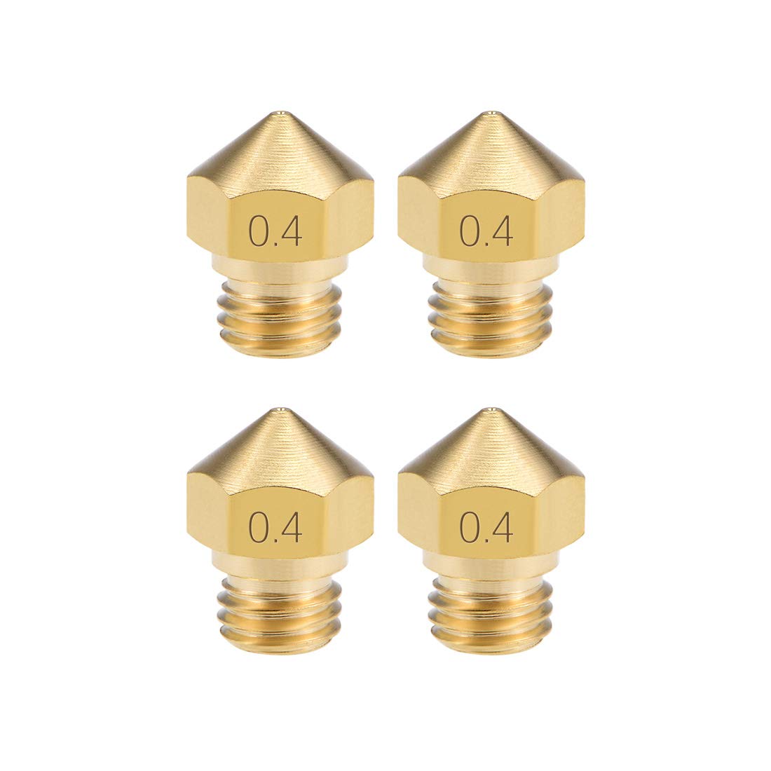 Replacement 3D Printer Nozzles, 0.4 mm Diameter, M7 Thread, Pack of 4
