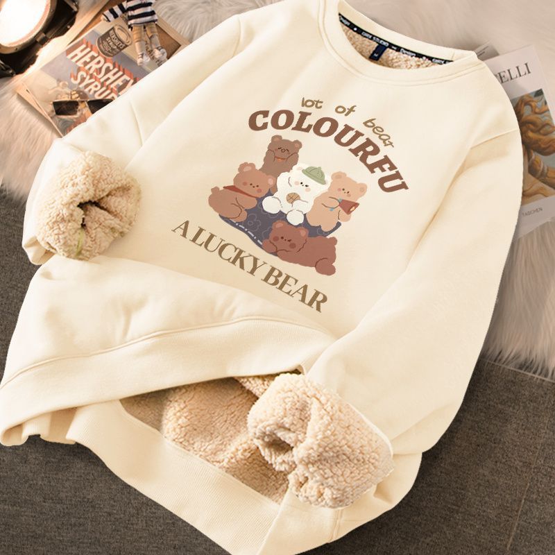 Women's Cute Printed Thickened Fleece Pullover Sweater