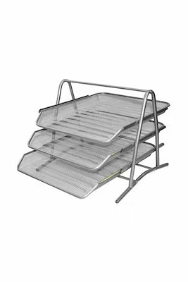 Triple document storage rack in silver