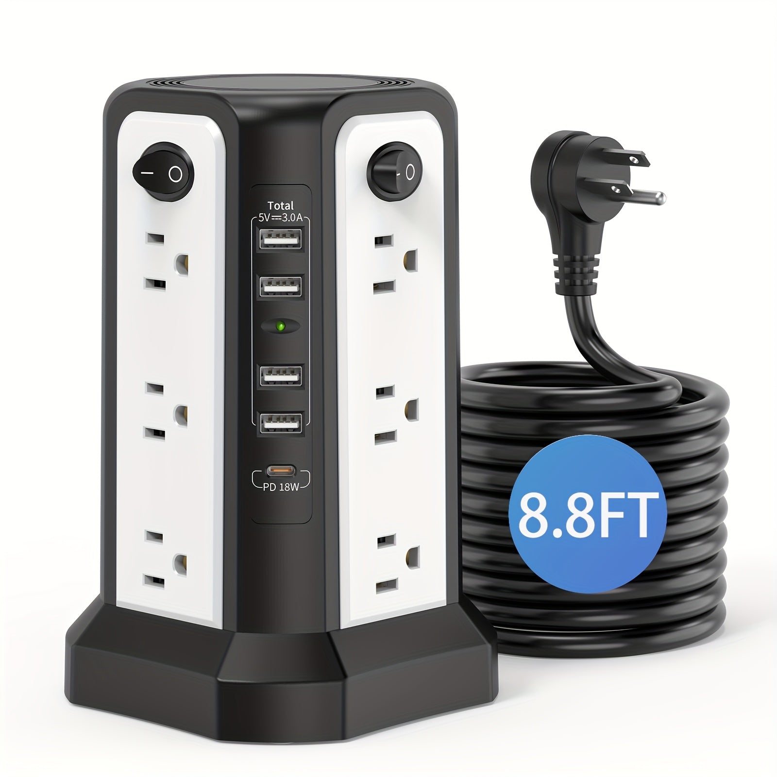 New Product: Flat Plug with USB/USB-C Ports, 8/12/16 AC Socket Power Board, Power Board with Multiple USB Charging Ports And Surge Protection, Extension Cord Desktop Power Board