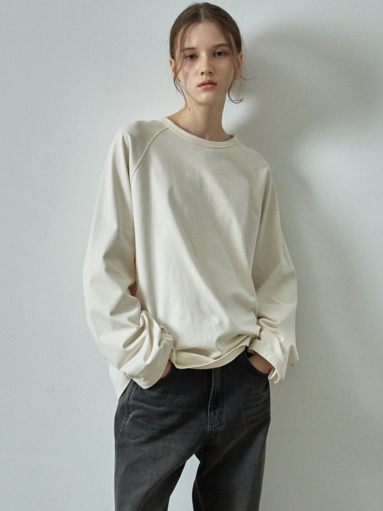 Color Block Raglan Long Sleeve Casual Pullover Sweatshirt