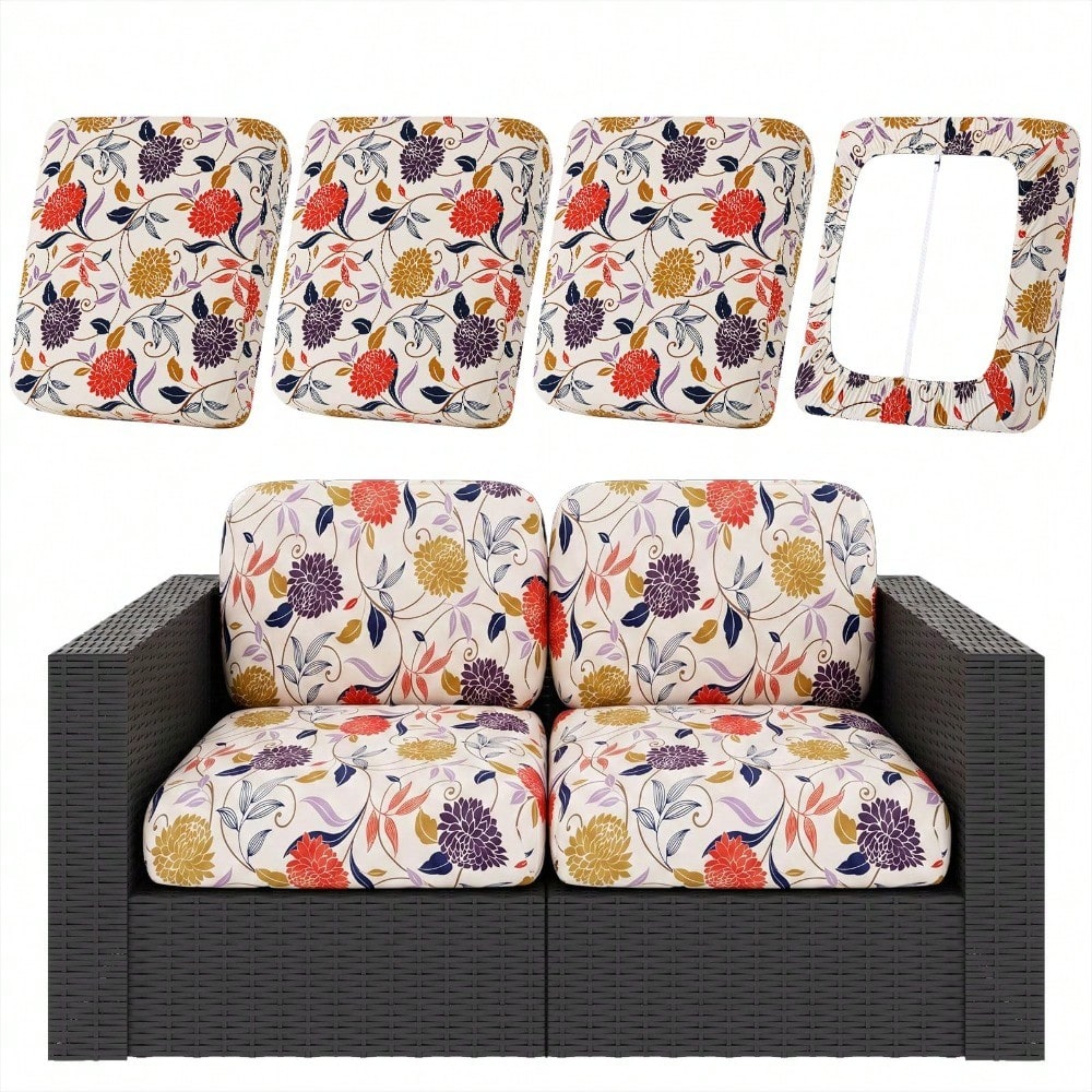 4pcs/ 8pcs/12pcs Patio Cushion Covers, Stretch Outdoor Couch Cushion Covers Replacement, Washable Outdoor Chair/Sofa Slipcovers for Patio Furniture Cushion Protector with Elastic Bottom (Paisley, Cover solely)