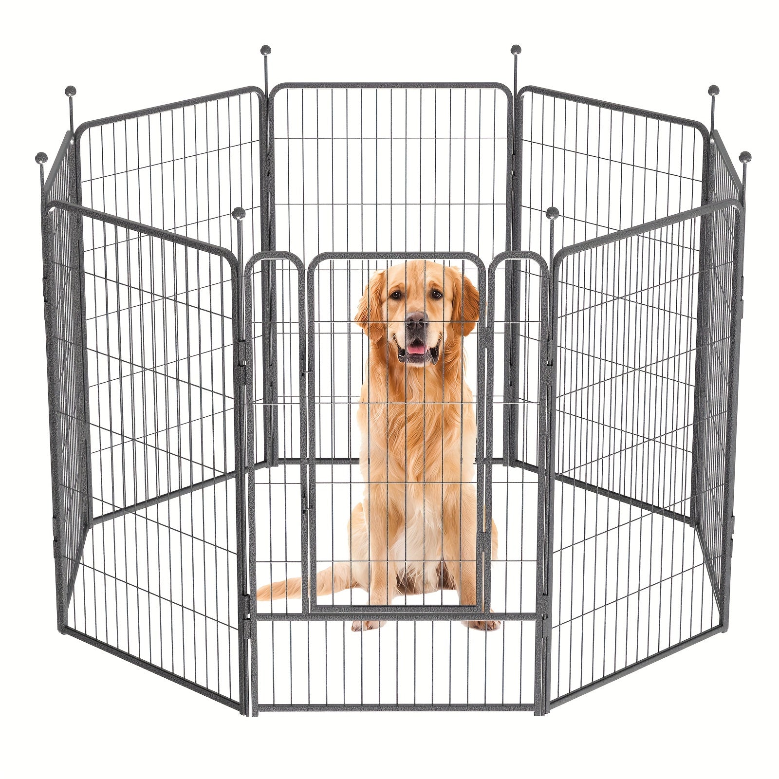 Heavy-duty Metal Dog Playpen, 45-inch Outdoor Pet Fence, Portable RV & Camping Dog Enclosure Fence