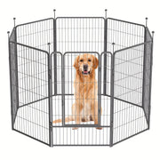 Heavy-duty Metal Dog Playpen, 45-inch Outdoor Pet Fence, Portable RV & Camping Dog Enclosure Fence