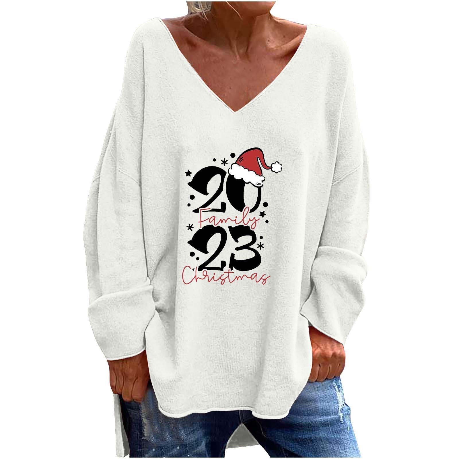Women's V-Neck Loose Casual Long Sleeve Top
