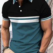 Men's Comfort Fit Short Sleeve Color Block Casual Shirt