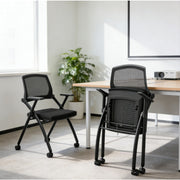 Set of 10 Stackable Folding Conference Room Chairs with Wheels