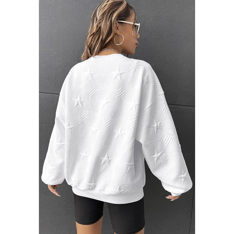 Geometric Casual Loose Round Neck Pullover for Women