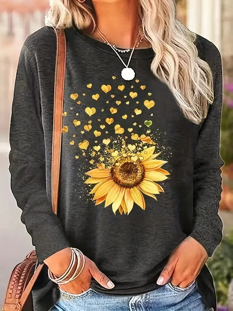 Women's 3D Printed Long Sleeve Crew Neck Sweatshirt