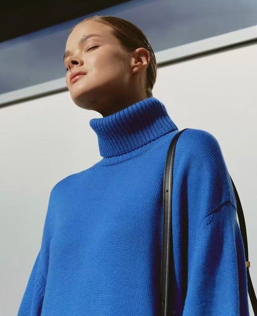 Autumn and Winter European and American Loose Basic Style Solid Color Pullover