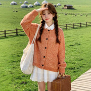 Womens Retro-style Knitted Cardigan for Spring Autumn and Winter