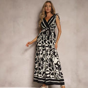 Chic V-Neck Printed Sleeveless Jumpsuit for Women
