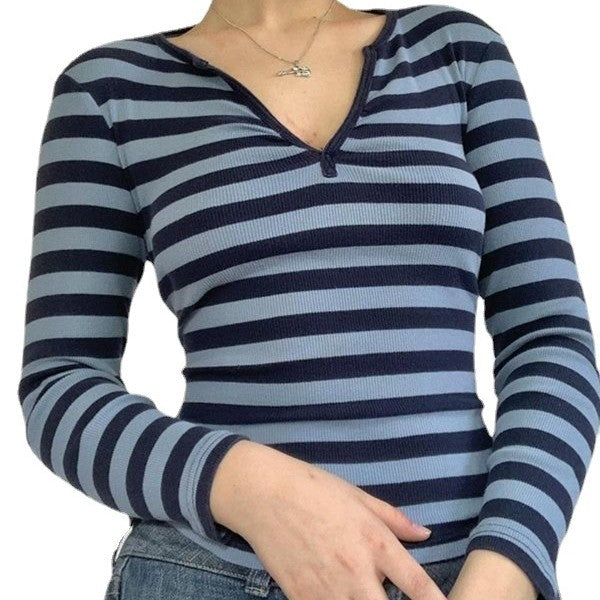 Cozy Striped Long-Sleeve Pullover Sweater