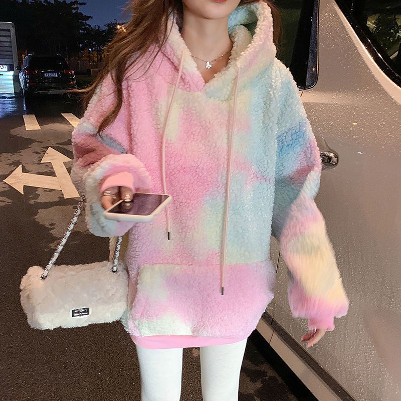 Cozy Fleece-Lined Tie-Dye Hooded Sweater