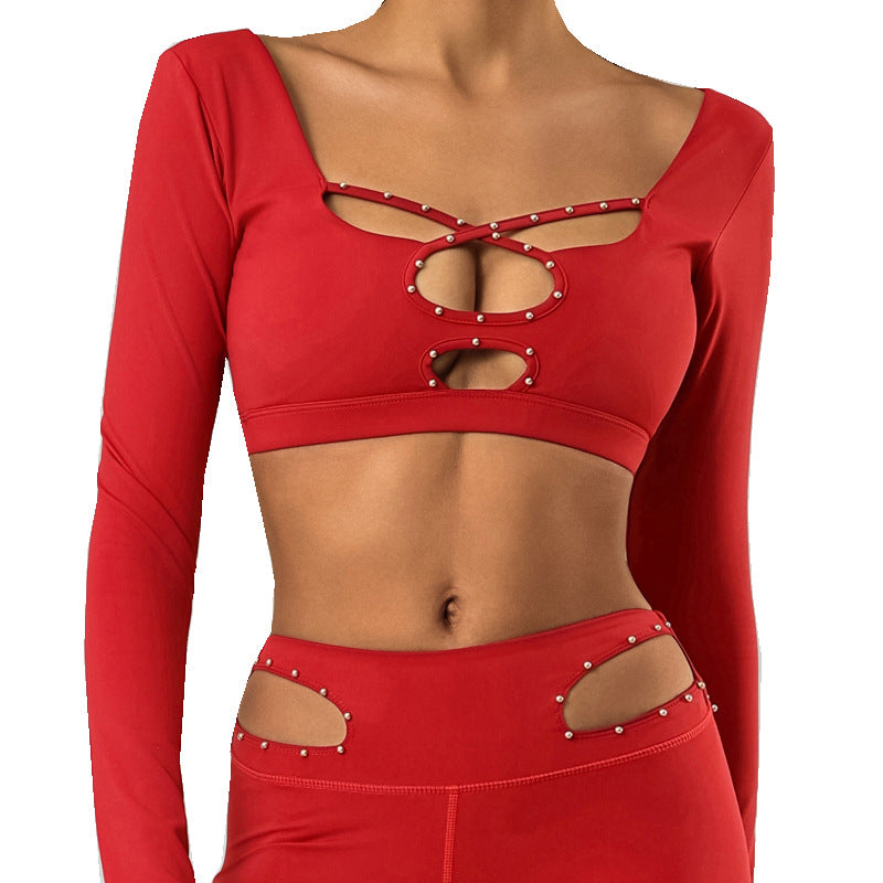 Workout Long Sleeve With Chest Pad High Elastic Quick-drying Sports High Waist Top