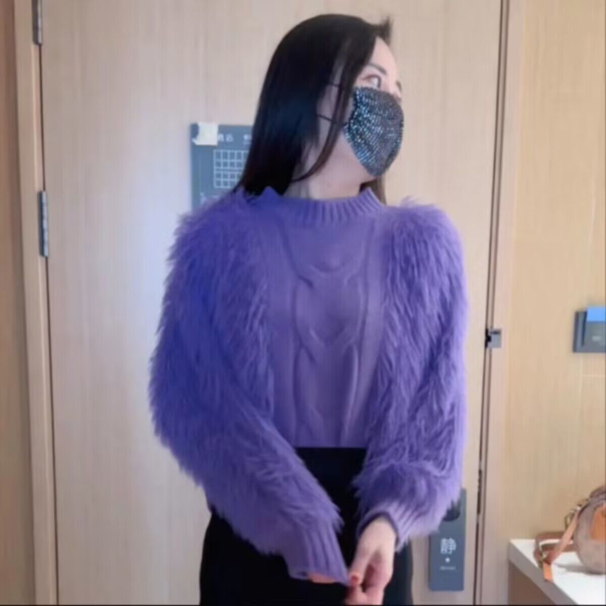 Loose-fitting, Outerwear Mink-wool Solid-color Sweater for Women