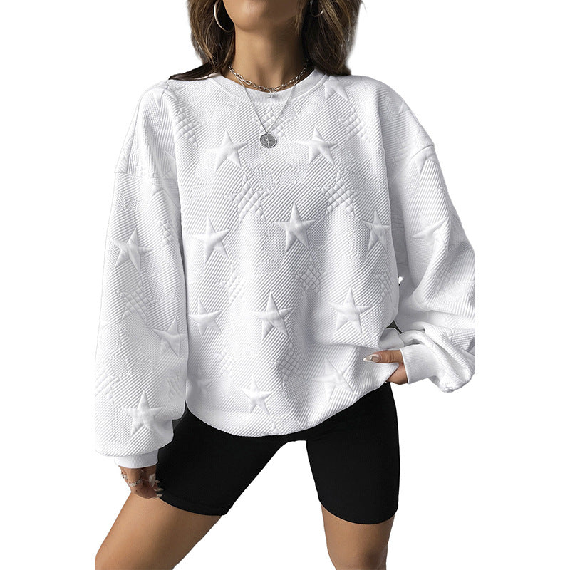 Geometric Casual Loose Round Neck Pullover for Women