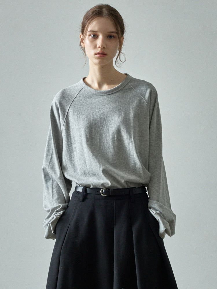 Color Block Raglan Long Sleeve Casual Pullover Sweatshirt
