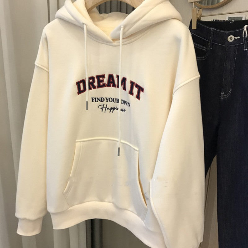 Women's Fleece-Lined Thickened Hooded Sweatshirt