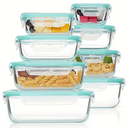 8 Pack Premium Glass Food Storage Containers - Airtight, Leak-Proof Microwave Oven Freezer and Dishwasher Safe - BPA Free Stain-Resistant Easy-Clean Design for Meal Prep and Bento Boxes